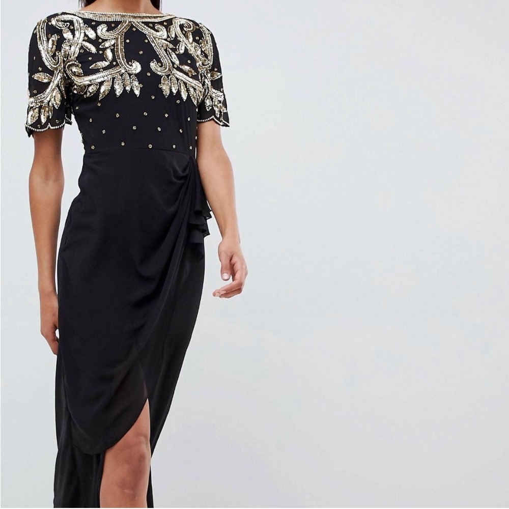 ✨4 for $20✨ Virgos Lounge Black Dress with Gold Beading